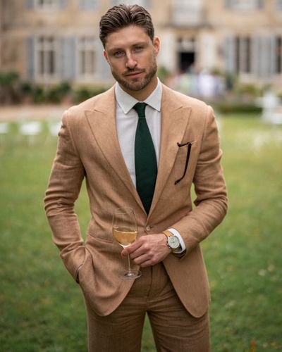 Tan store cotton suit